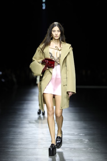A model walks the runway of Gucci Ancora during Milan Fashion Week on September 22, 2023 in Milan, I...