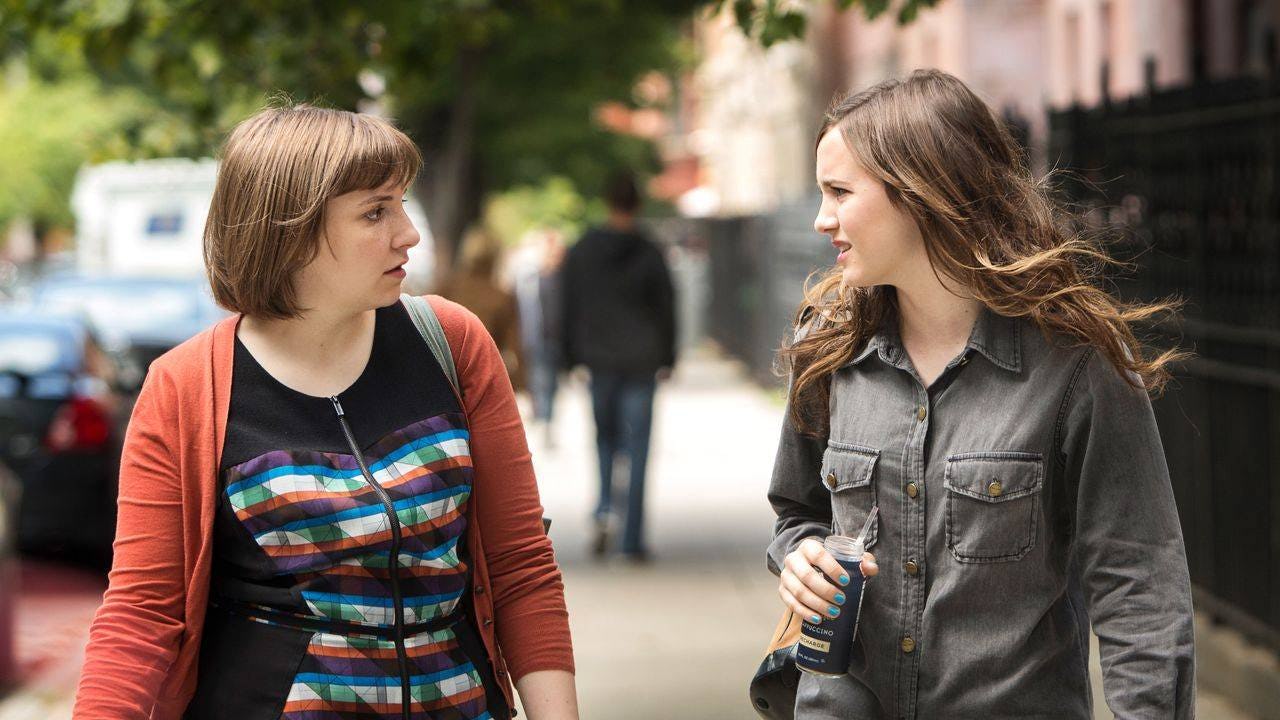 Lena Dunham and Maude Apatow on &lsquo;Girls.&rsquo; Photo via HBO