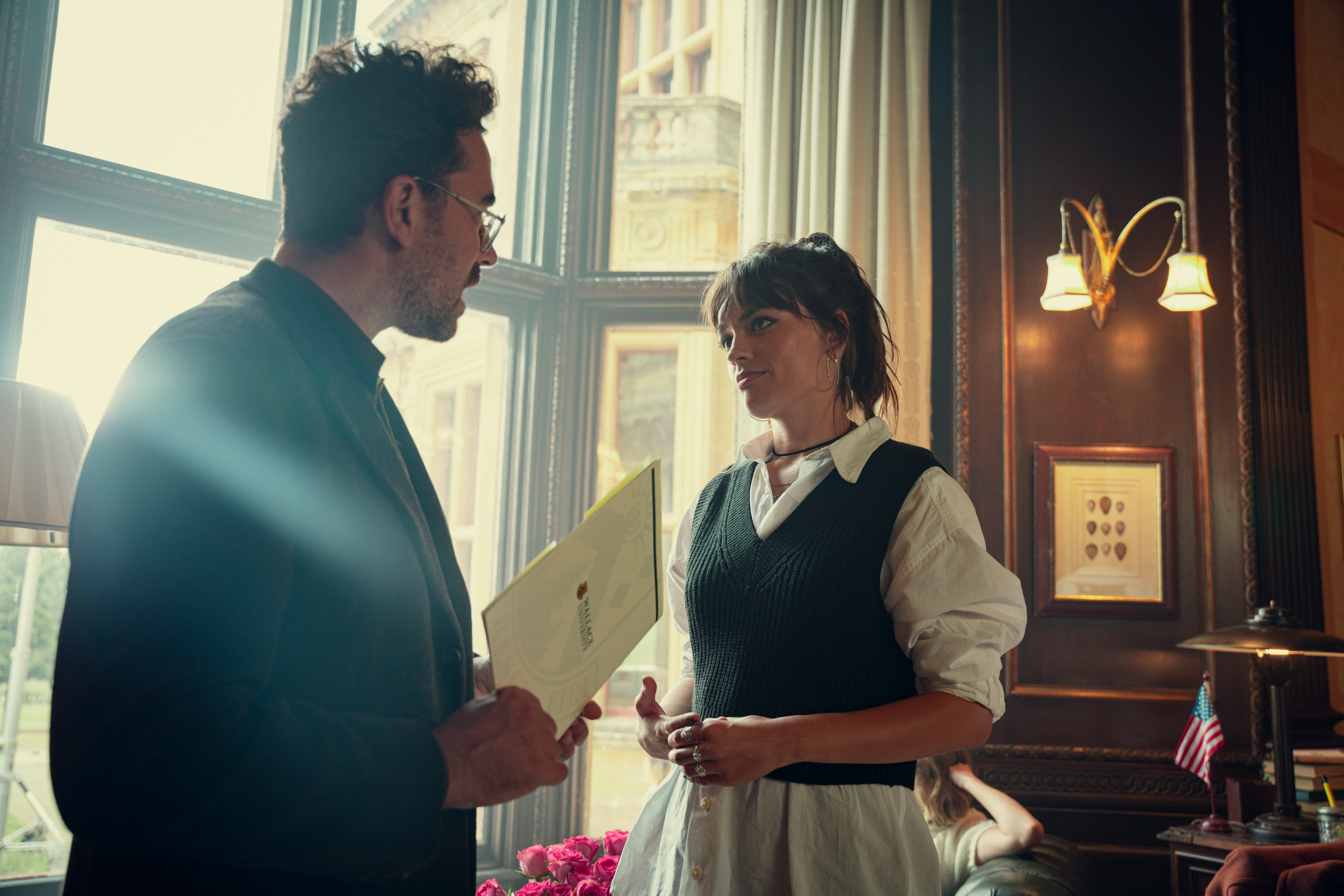 Dan Levy and  Emma Mackey on &lsquo;Sex Education.&rsquo; Photo via Netflix