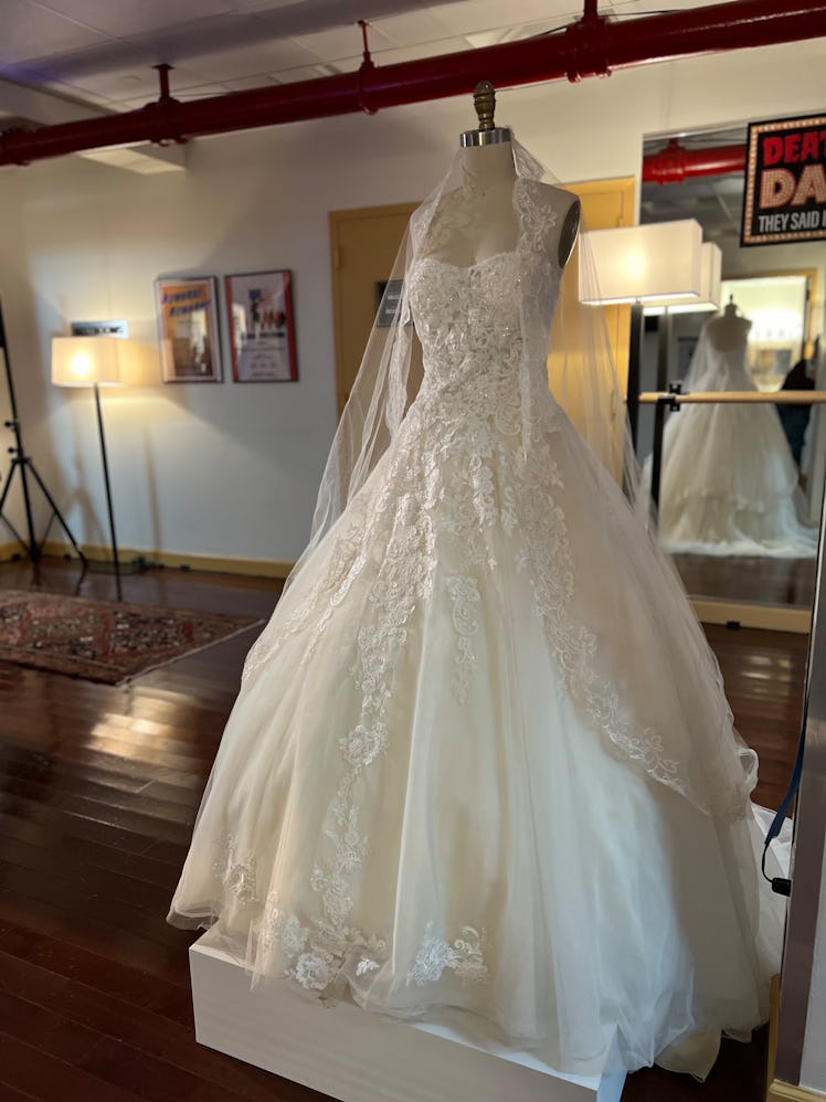 Mabel Mora's wedding dress at the 'OMITB' pop-up in NYC.