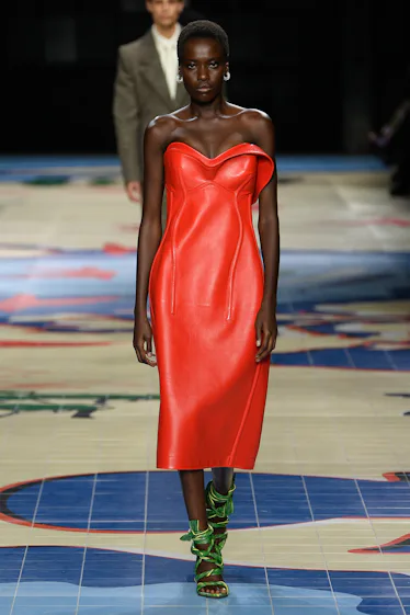 Model on the runway at the Bottega Veneta Spring 2024 Ready to Wear Fashion Show on September 23, 20...