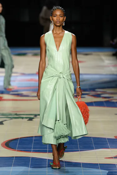 Model on the runway at the Bottega Veneta Spring 2024 Ready to Wear Fashion Show on September 23, 20...
