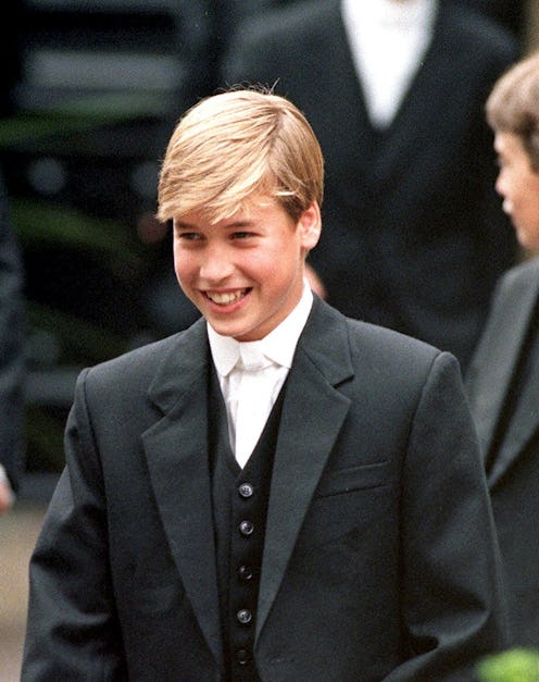 Prince William (d.o.b. 21/06/82) (left) leads his classmates to lessons on his first day at Eton Sch...