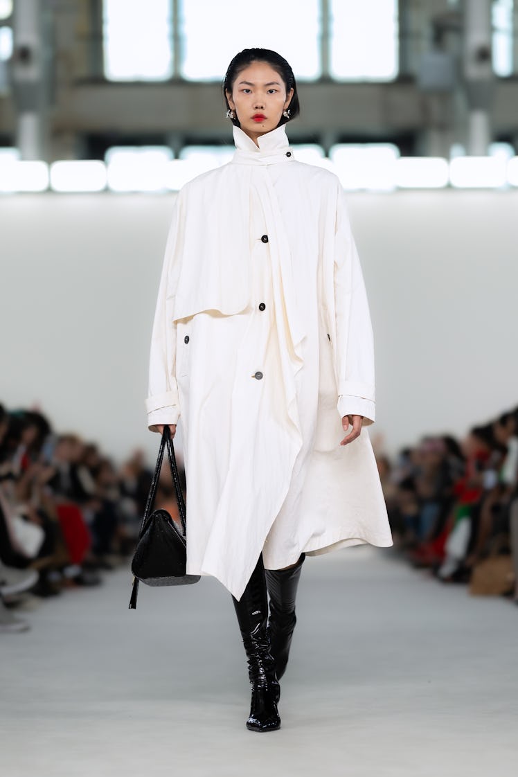 A model walks the runway at the Ferragamo fashion show during the Milan Fashion Week Womenswear Spri...