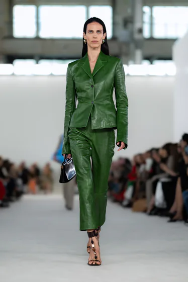 A model walks the runway at the Ferragamo fashion show during the Milan Fashion Week Womenswear Spri...