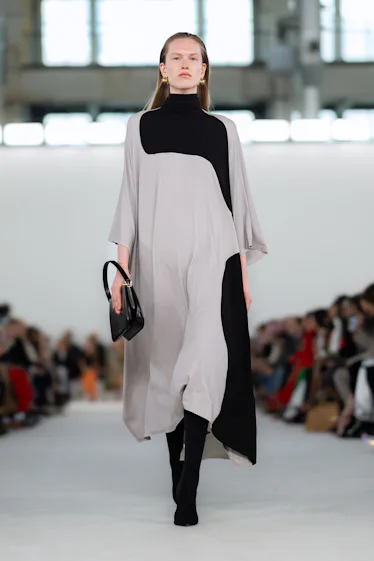 A model walks the runway at the Ferragamo fashion show during the Milan Fashion Week Womenswear Spri...