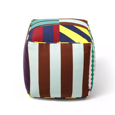 Rugby Stripe Cube Pouf