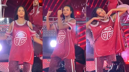 Screenshots from a fan video of Blue Ivy Carter dancing at the Seattle stop of the Renaissance tour