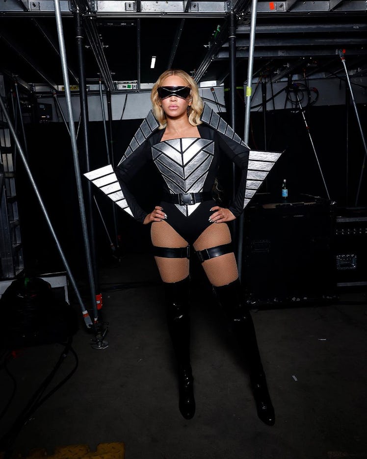 Beyoncé wears a custom Gareth Pugh look during her "Renaissance" Houston concert.