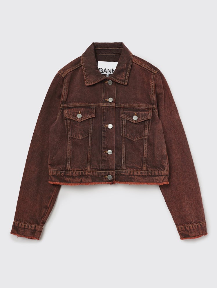 Brown Cropped Denim Jacket