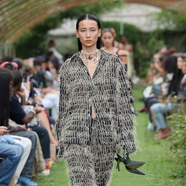 A model walks the runway at the Marco Rambaldi Spring 2024 fashion show