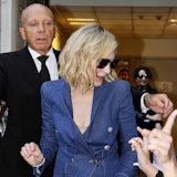 Cate Blanchett attends the Giorgio Armani fashion show during the Milan Fashion Week 2023.