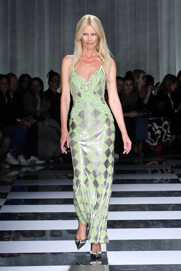 Claudia Schiffer walks the runway during the Versace Ready to Wear Spring/Summer 2024 