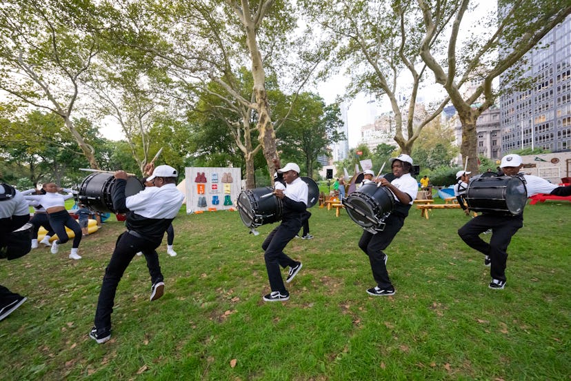 The Brooklyn United Drum Line, a marching band for NYC-based youth, brought drummers and dancers to ...