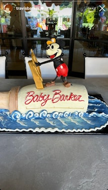 A Mickey Mouse themed cake at Kourtney Kardashian's baby shower. 