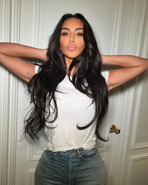 Kim Kardashian long black hair 2023