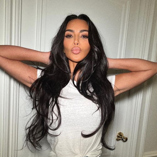 Kim Kardashian long black hair 2023