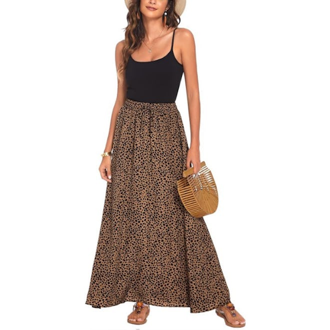 Bluetime Leopard Print Maxi Skirt