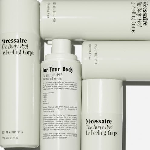 Nécessaire The Body Peel bottles all stacked