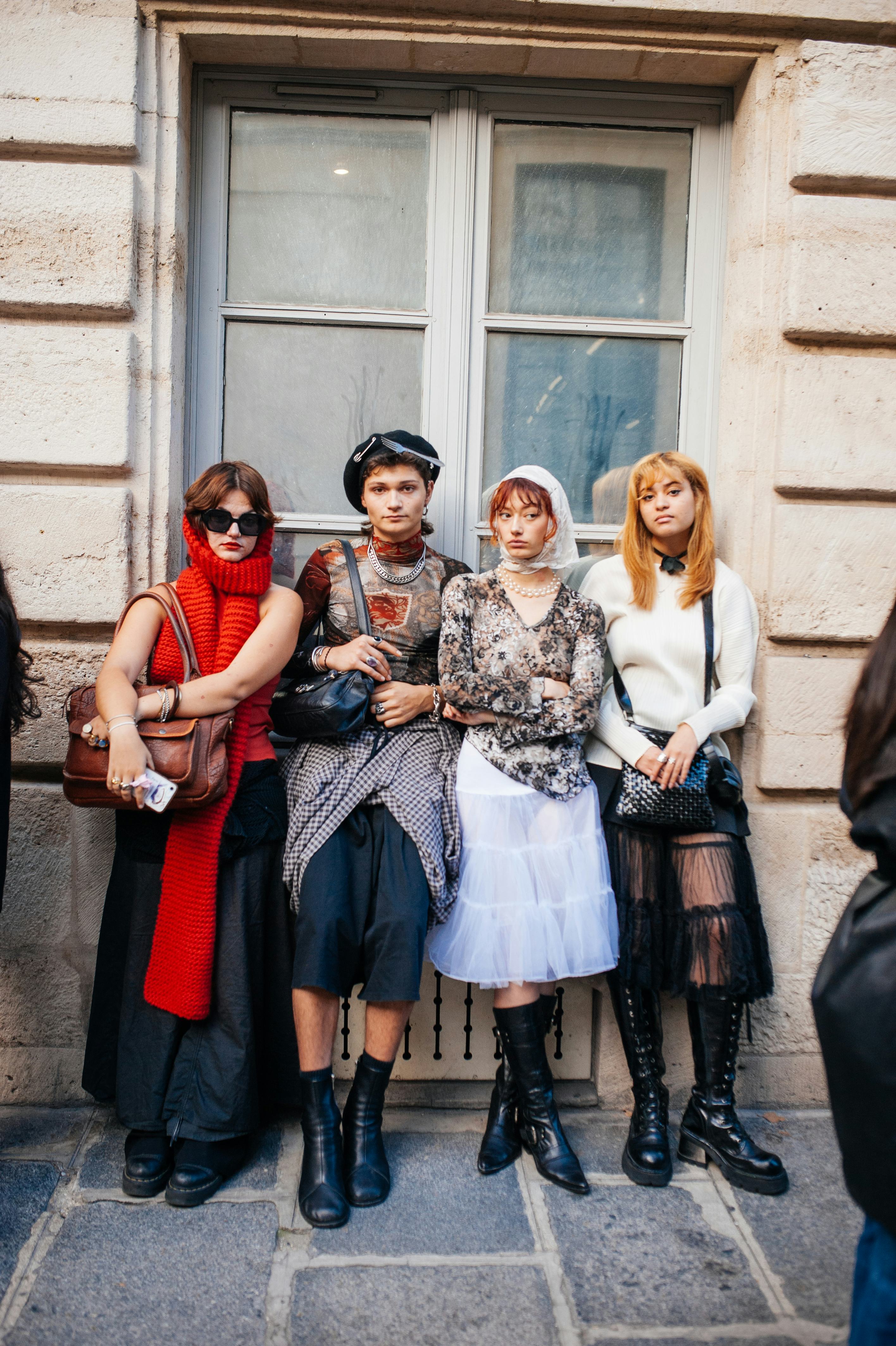 Street style at the Spring 2024 Paris Fashion Week Runway Shows on September 25, 2023 in Paris, Fran...