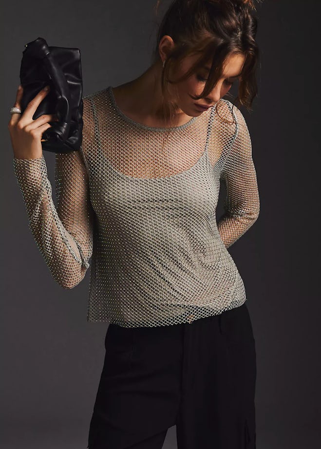 Sunday In Brooklyn Mesh Sparkle Top