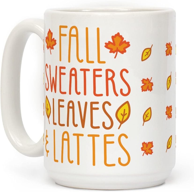 LookHUMAN Fall Sweaters, Leaves & Lattes Coffee Mug