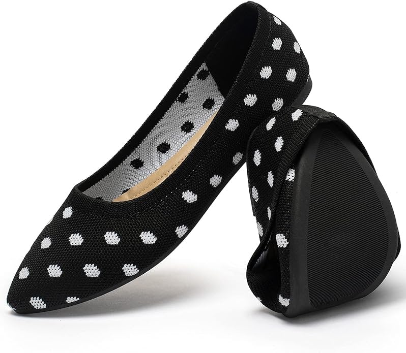 Katliu Knit Pointed Ballet Flats