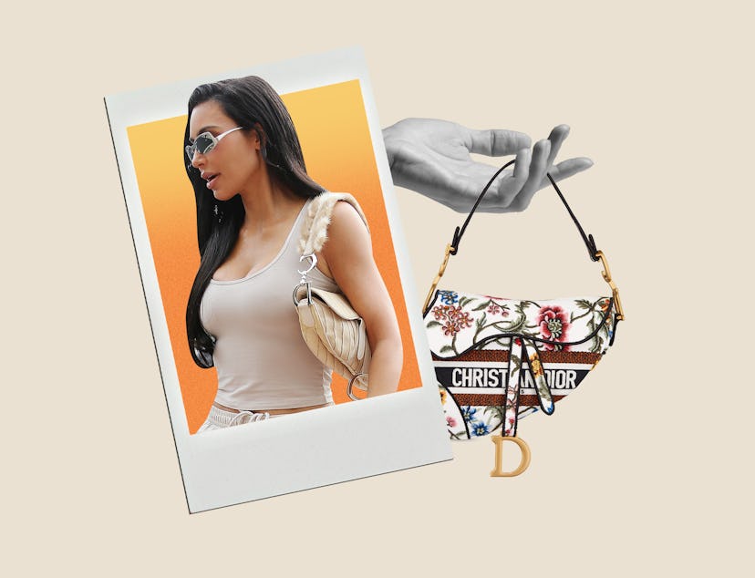 Kim Kardashian carries the Christian Dior Saddle bag.