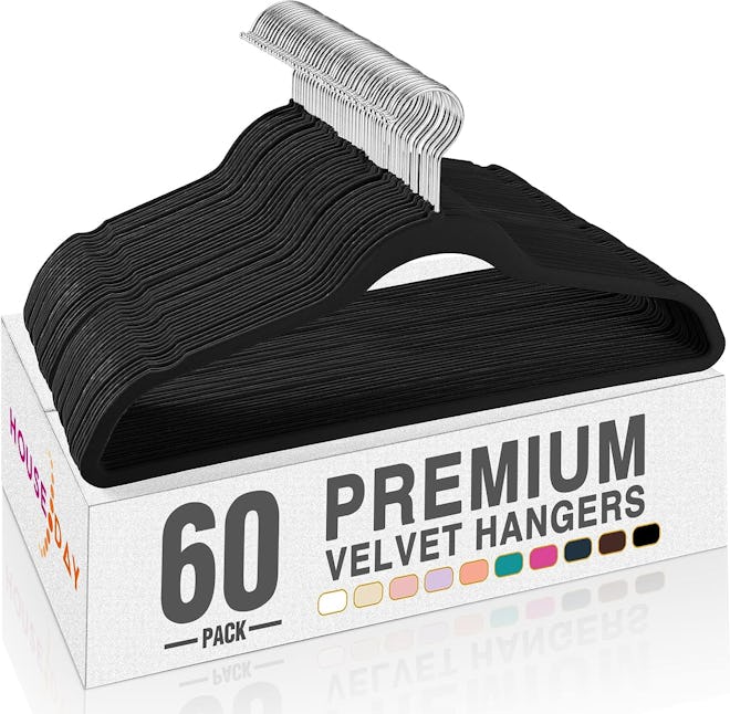 HOUSE DAY Black Velvet Hangers (60-Pack)