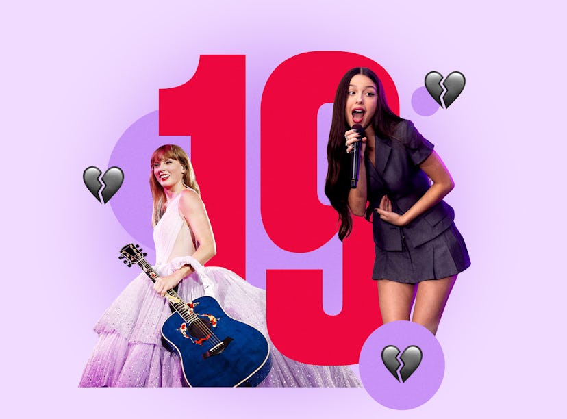 Taylor Swift and Olivia Rodrigo singing their songs about 19-year-old relationships
