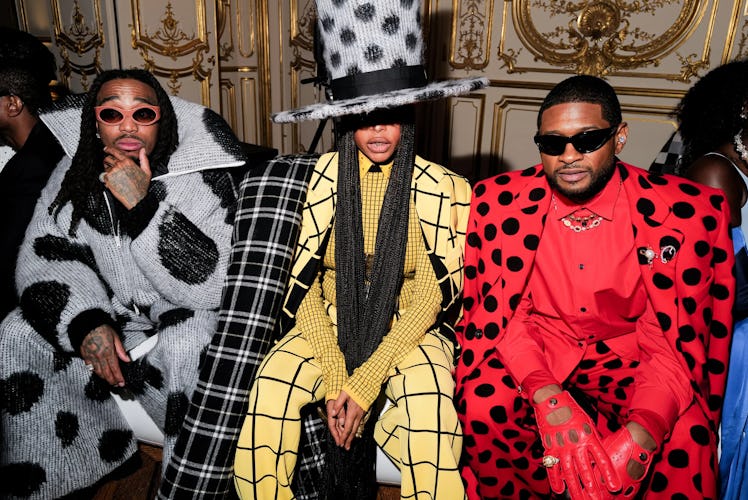 Quavo, Erykah Badu, and Usher at Marni's spring/summer 2024 show as part of Paris Fashion Week, Sept...