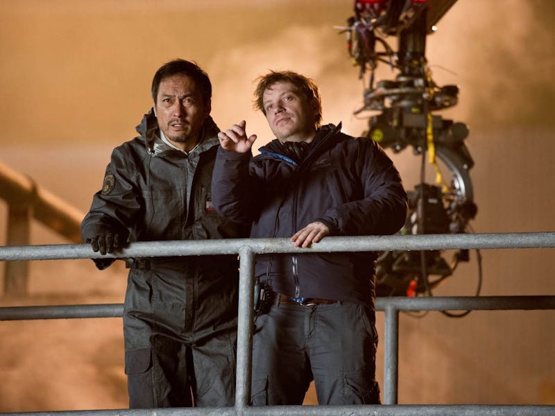Ken Watanabe and Gareth Edwards on the set of 2014's 'Godzilla'