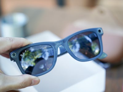 Ray-Ban Meta smart glasses in transparent blue