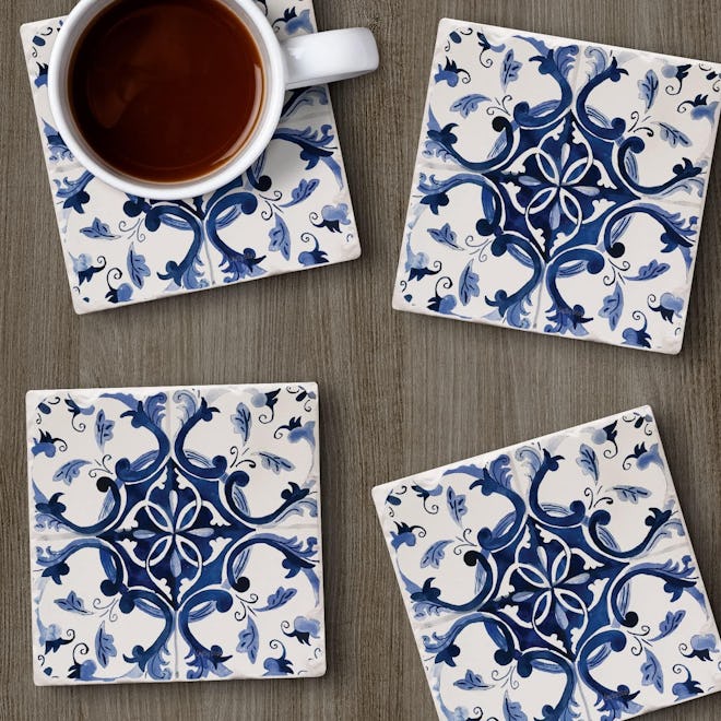 Counterart Blue & White Tile Coasters (4-Pack)