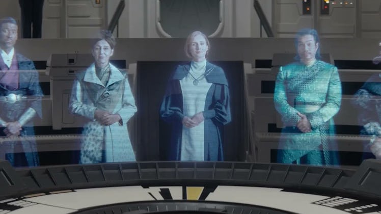 The Defense Council — minus Leia — meets with Hera in Ahsoka Episode 1. 