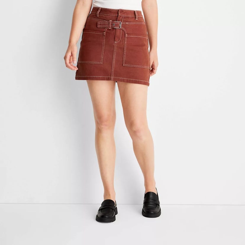 Saddle Wrap Mini Skirt