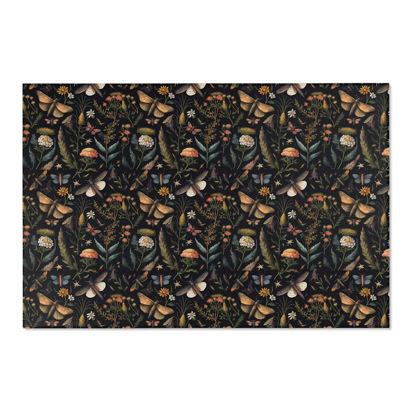 Wander and Chai 3 x 5 Black Botanical Rug