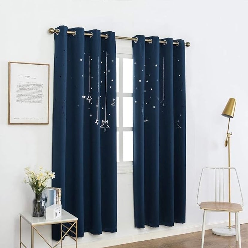  MANGATA CASA Kids Blackout Curtains with Moon & Star for Cutouts