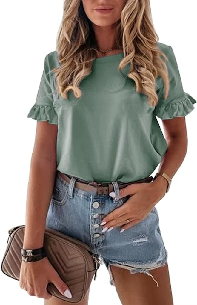 PRETTYGARDEN Ruffle Sleeve Shirt