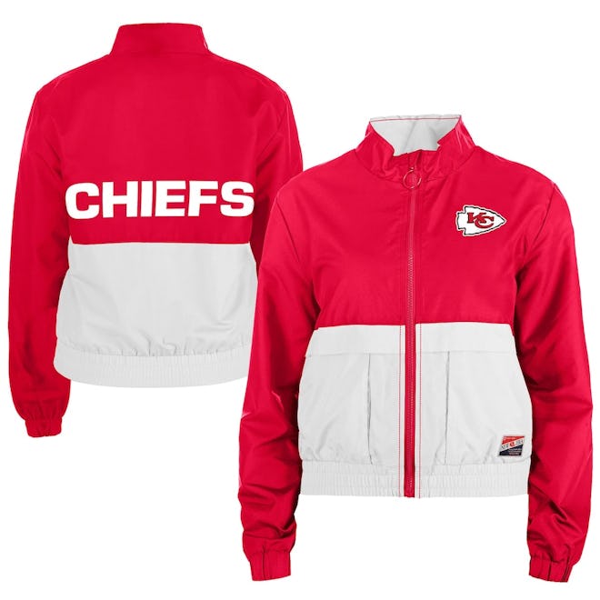 Kansas City Chiefs New Era Women's Color Block Full-Zip Windbreaker Jacket - Red