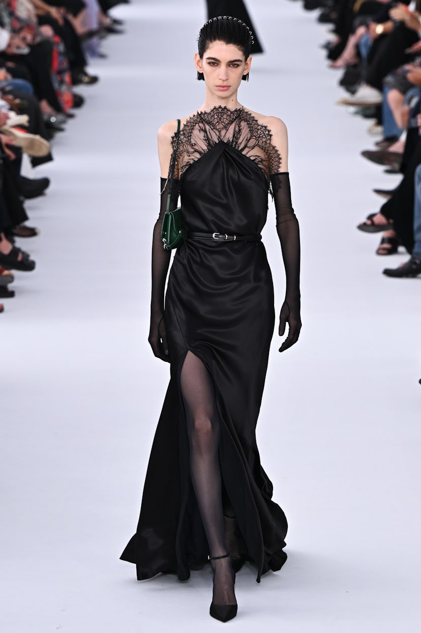 A model walks the runway during the Givenchy Womenswear Spring/Summer 2024 show as part of Paris Fas...