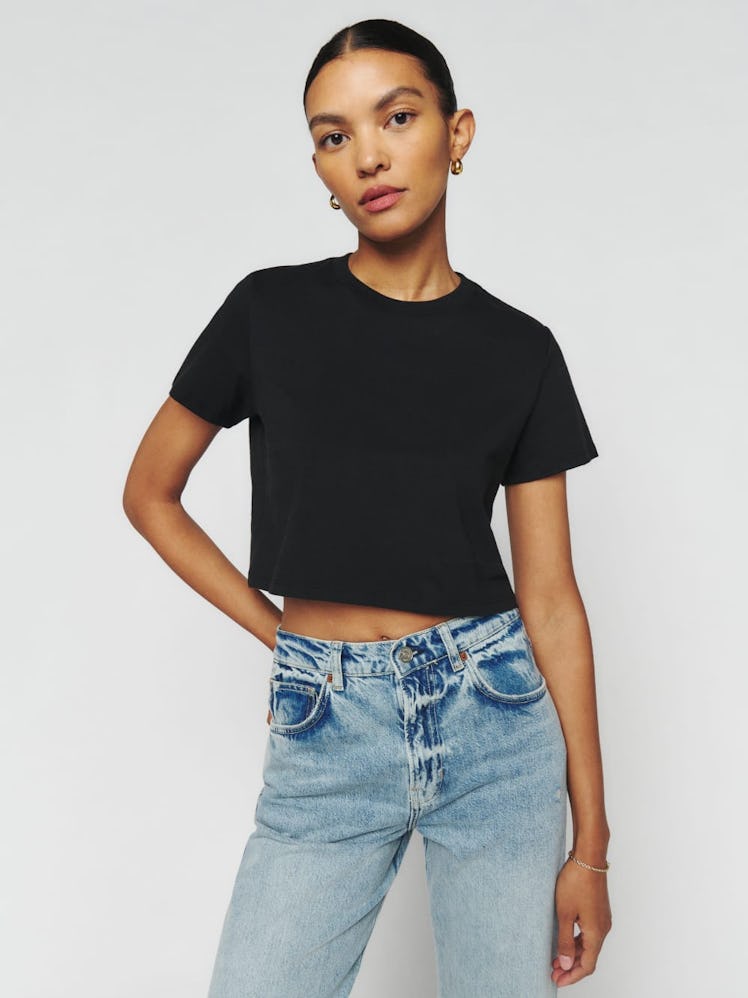 Reformation Cropped Classic Crew Neck Tee