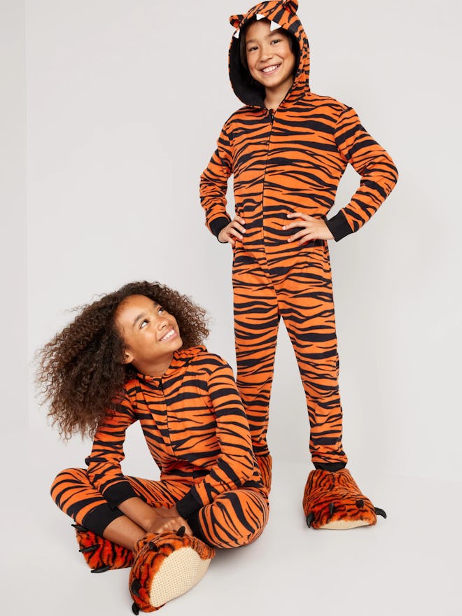 cozy halloween costume for cold weather: One-Piece Tiger Costume For Kids