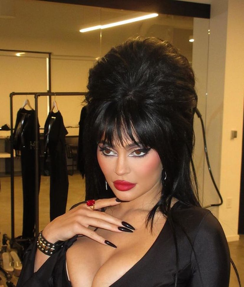 Kylie Jenner long black Halloween nails