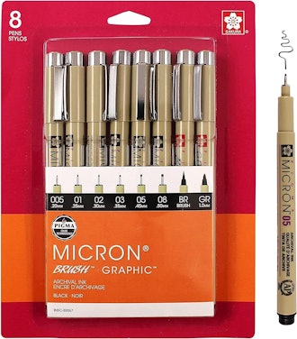 Sakura 30067 Pigma Micron Graphic & Brush Pen Set (8-Piece)