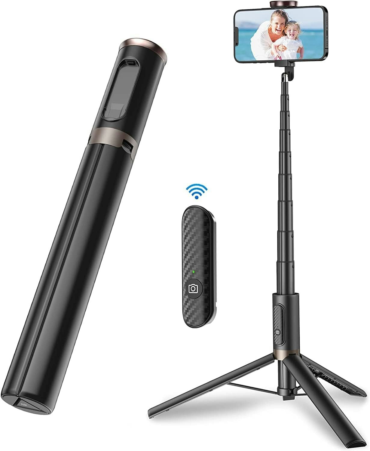 ATUMTEK 65 Selfie Stick Tripod, All in One Extendable Phone 65, Black