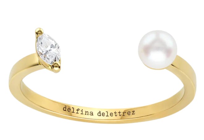 Delfina Delettrez Dot Pearl and Marquise Ring