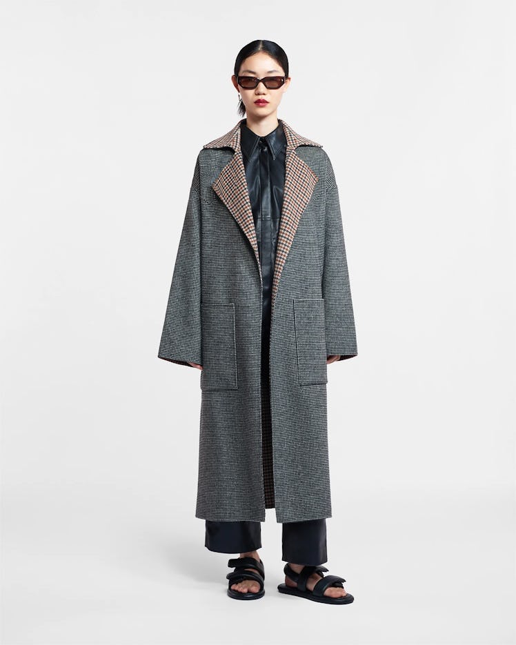 nanushka Reversible Wool Silk Blend Robe Coat