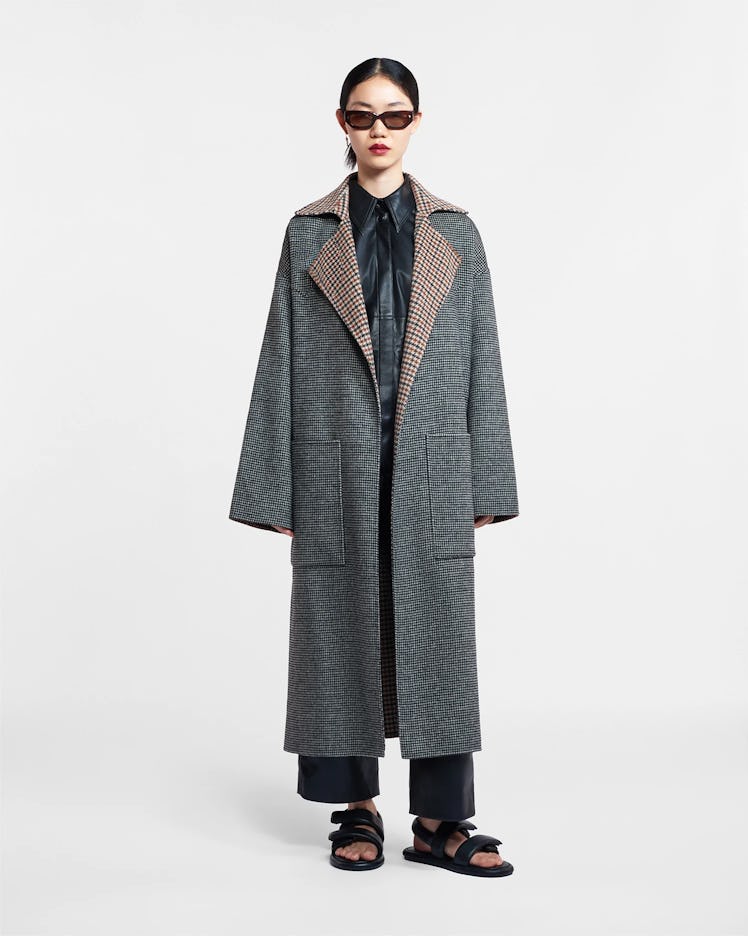 nanushka Reversible Wool Silk Blend Robe Coat