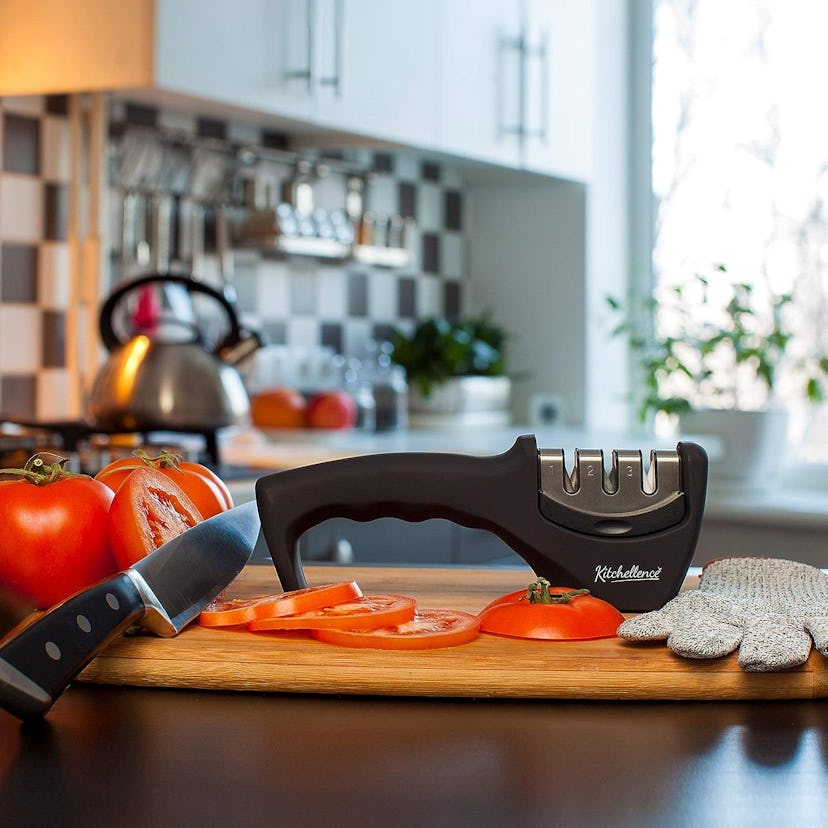 KITCHELLENCE Knife Sharpener and Cut Resistant Glove